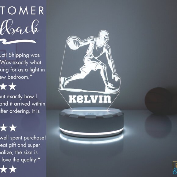Custom Basketball Night Light – LED Lamp for Athletes - Picture 7 of 8